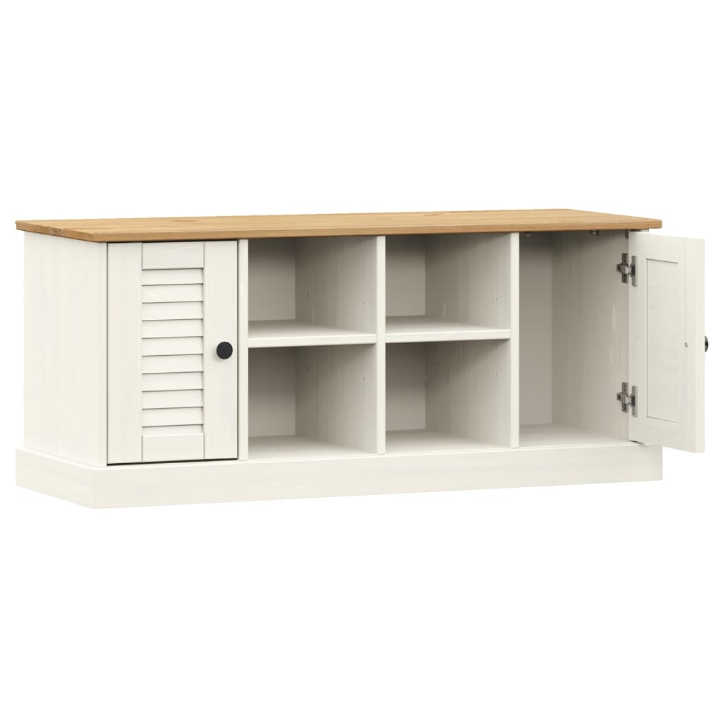 vidaXL Shoe Bench VIGO White 106x35x45 cm Solid Wood Pine