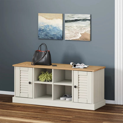 vidaXL Shoe Bench VIGO White 106x35x45 cm Solid Wood Pine