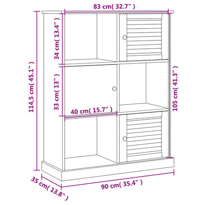 vidaXL Bookcase VIGO White 90x35x114.5 cm Solid Wood Pine