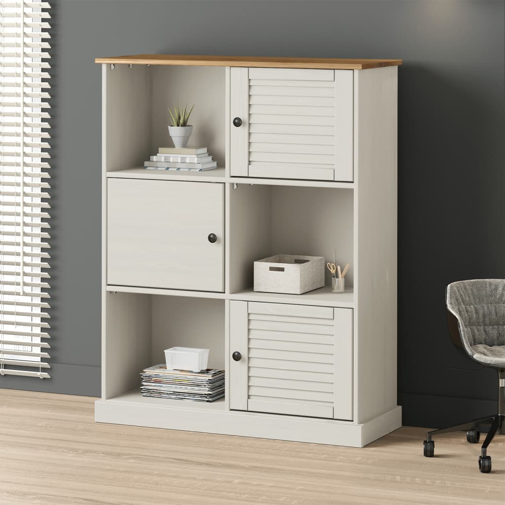 vidaXL Bookcase VIGO White 90x35x114.5 cm Solid Wood Pine