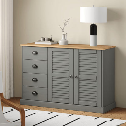 vidaXL Sideboard with Drawers VIGO 113x40x75 cm Grey Solid Wood Pine