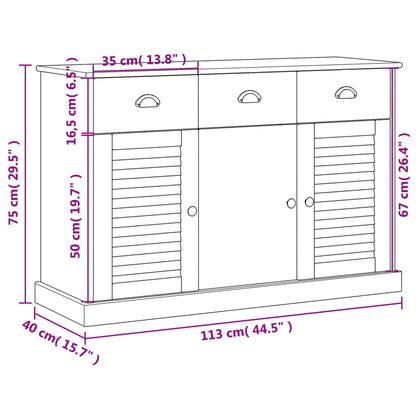 vidaXL Sideboard with Drawers VIGO 113x40x75 cm Solid Wood Pine