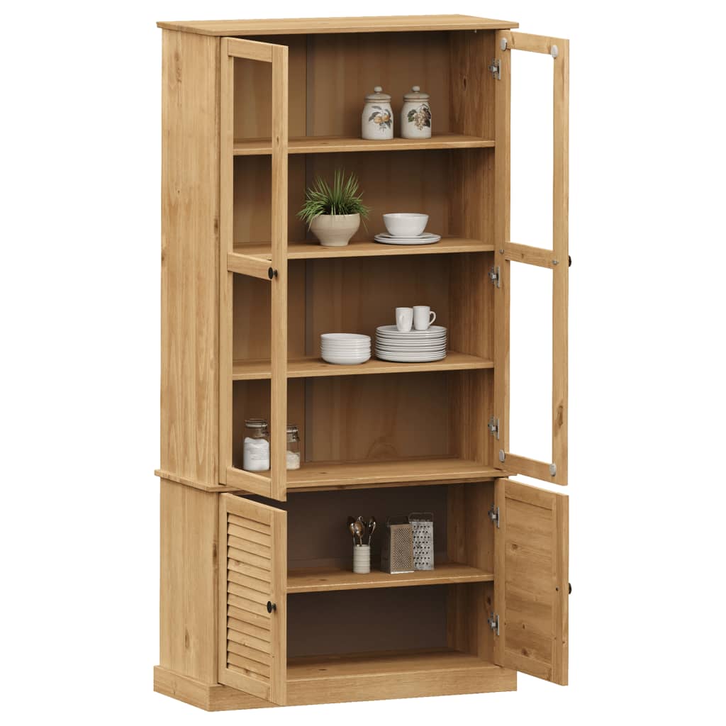 vidaXL Glass Display Cabinet "VIGO" 85x35x170 cm Solid Wood Pine