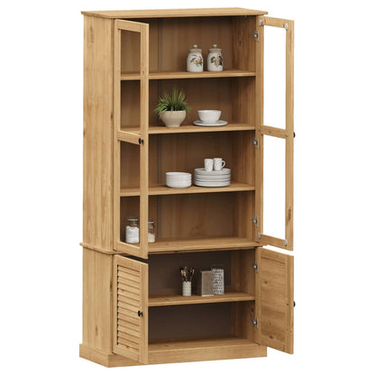 vidaXL Glass Display Cabinet "VIGO" 85x35x170 cm Solid Wood Pine