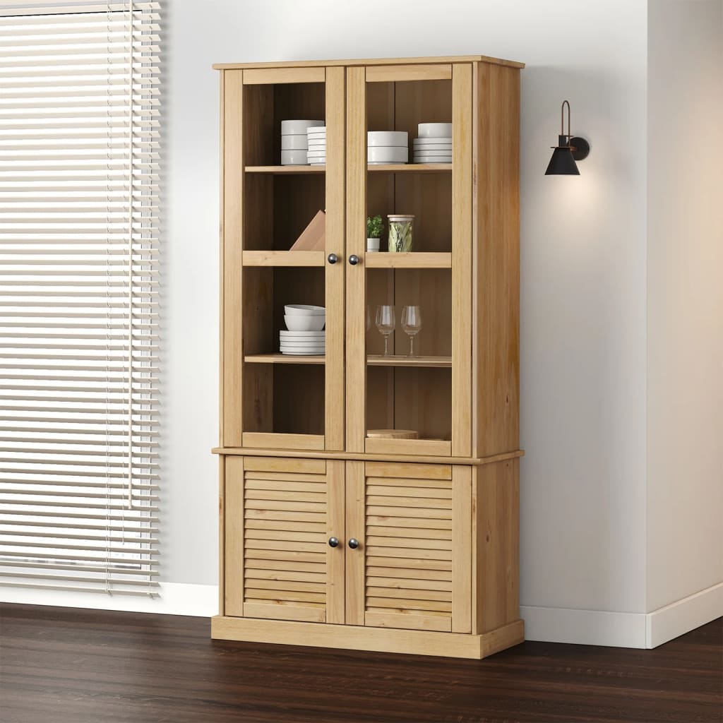 vidaXL Glass Display Cabinet "VIGO" 85x35x170 cm Solid Wood Pine