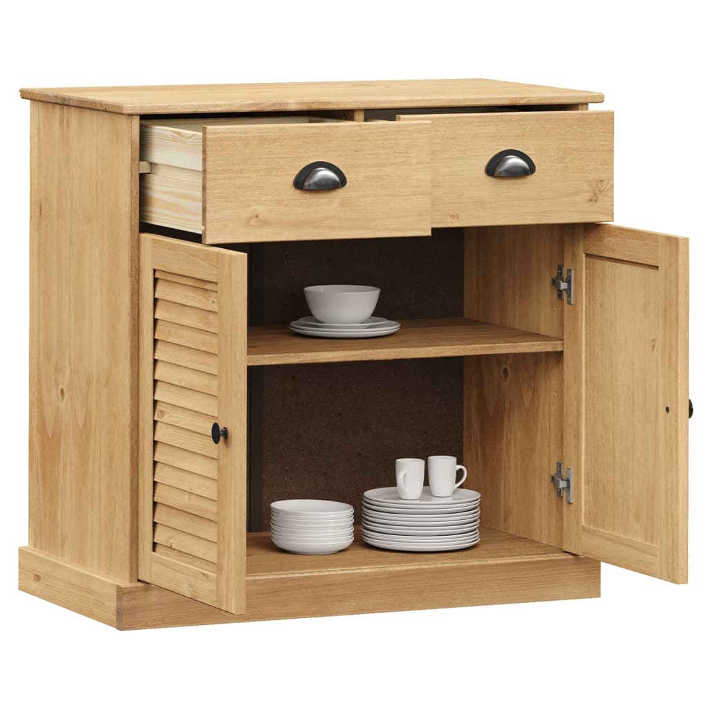 vidaXL Sideboard | Honey | Solid pine wood, engineered wood, metal | Compact