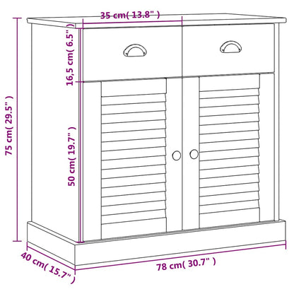 vidaXL Sideboard | Honey | Solid pine wood, engineered wood, metal | Compact