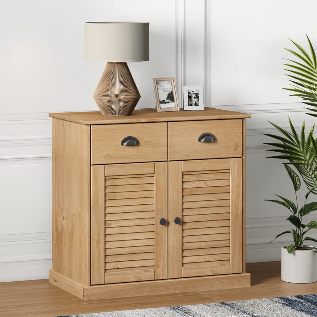 vidaXL Sideboard | Honey | Solid pine wood, engineered wood, metal | Compact