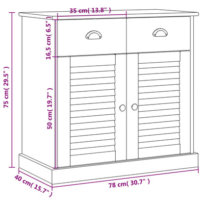 vidaXL Sideboard | White | Solid Pine Wood | Compact | Sideboard | Rectangular