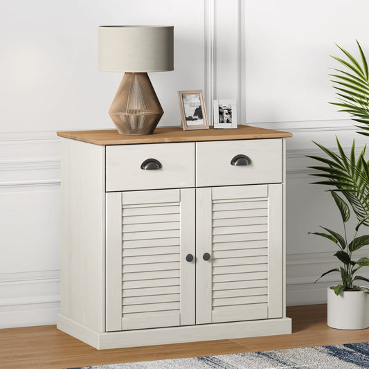vidaXL Sideboard | White | Solid Pine Wood | Compact | Sideboard | Rectangular