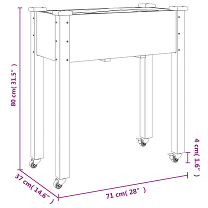 vidaXL Wheeled Planter with Liner 71x37x80 cm Solid Wood Fir
