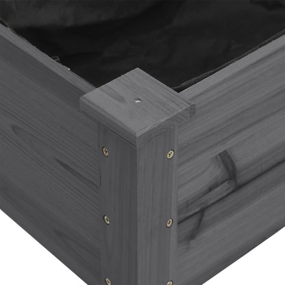 vidaXL Wheeled Planter with Liner Grey 71x37x80 cm Solid Wood Fir