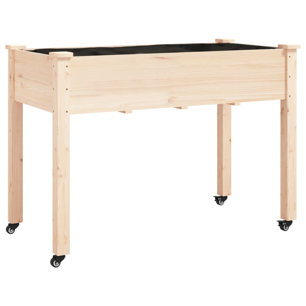 vidaXL Wheeled Planter with Liner 118x59x80 cm Solid Wood Fir