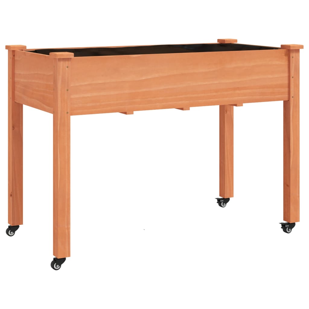 vidaXL Wheeled Planter with Liner Brown 118x59x80 cm Solid Wood Fir