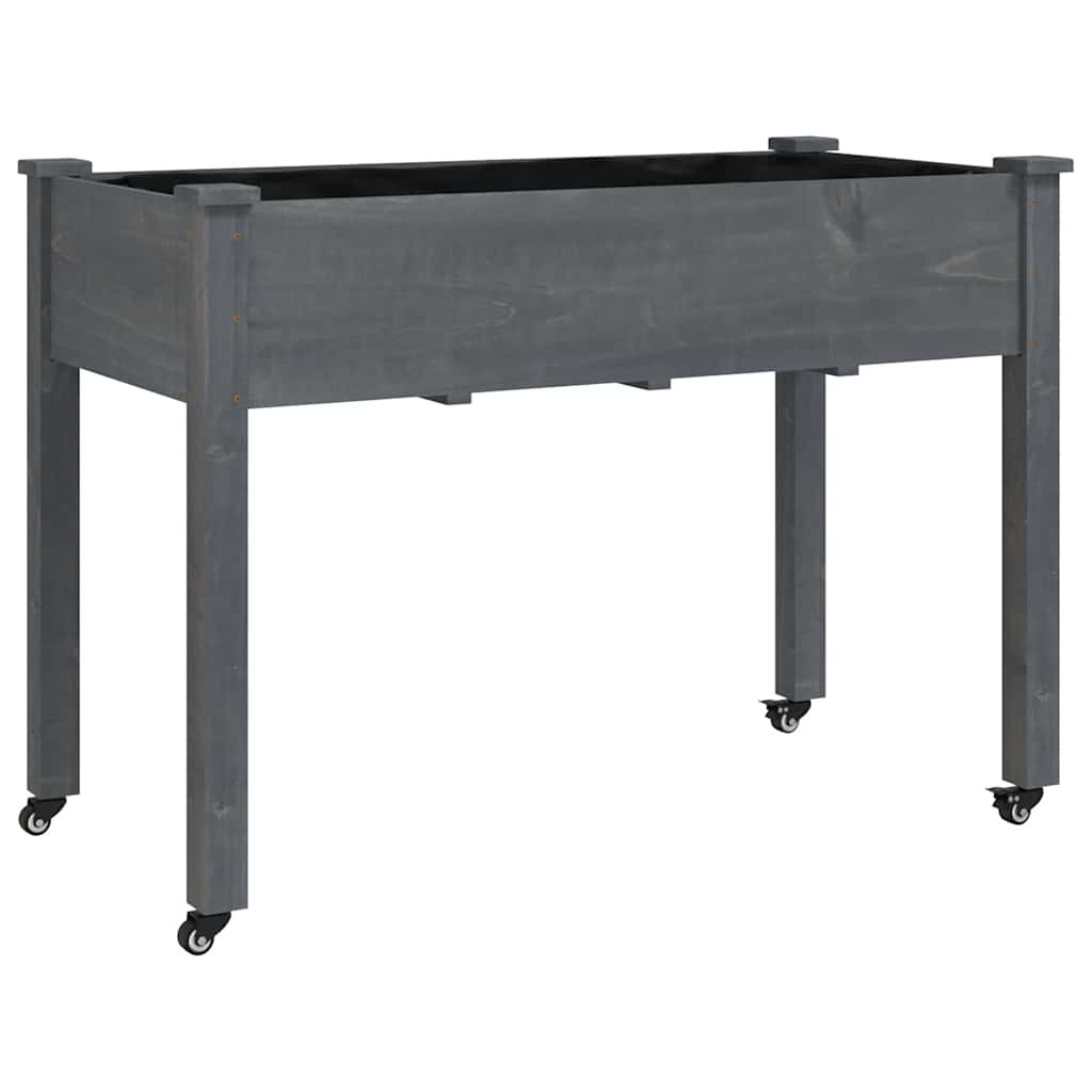 vidaXL Wheeled Planter with Liner Grey 118x59x80 cm Solid Wood Fir