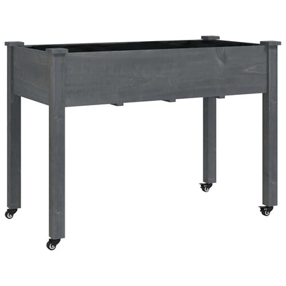 vidaXL Wheeled Planter with Liner Grey 118x59x80 cm Solid Wood Fir