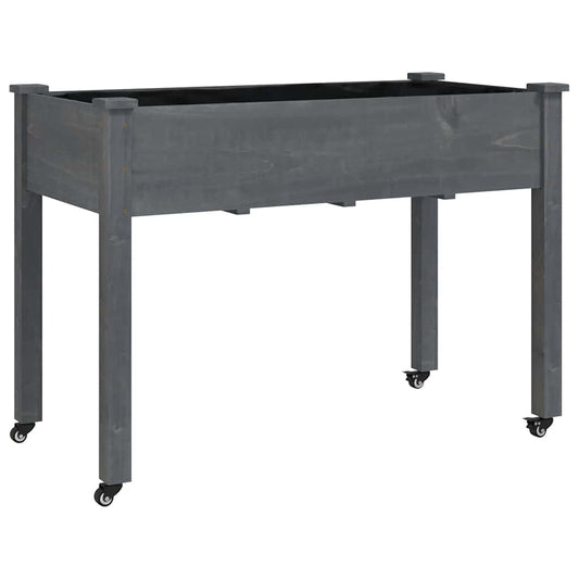vidaXL Wheeled Planter with Liner Grey 118x59x80 cm Solid Wood Fir