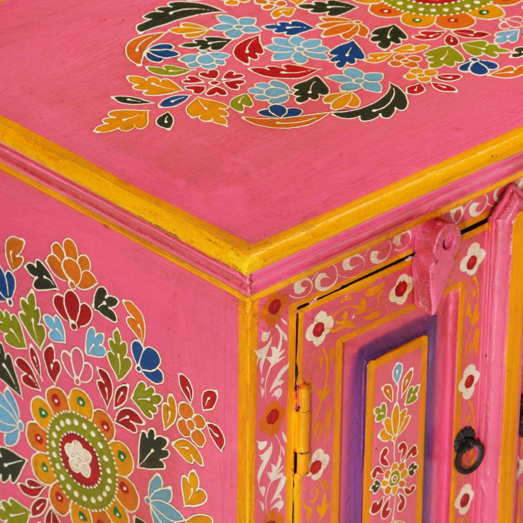 vidaXL TV Cabinet Pink 110x30x40 cm Solid Wood Mango