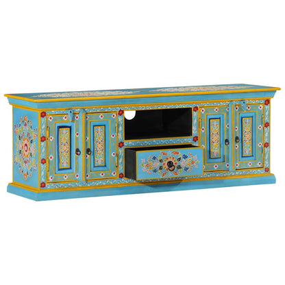 vidaXL TV Cabinet Blue 110x30x40 cm Solid Wood Mango