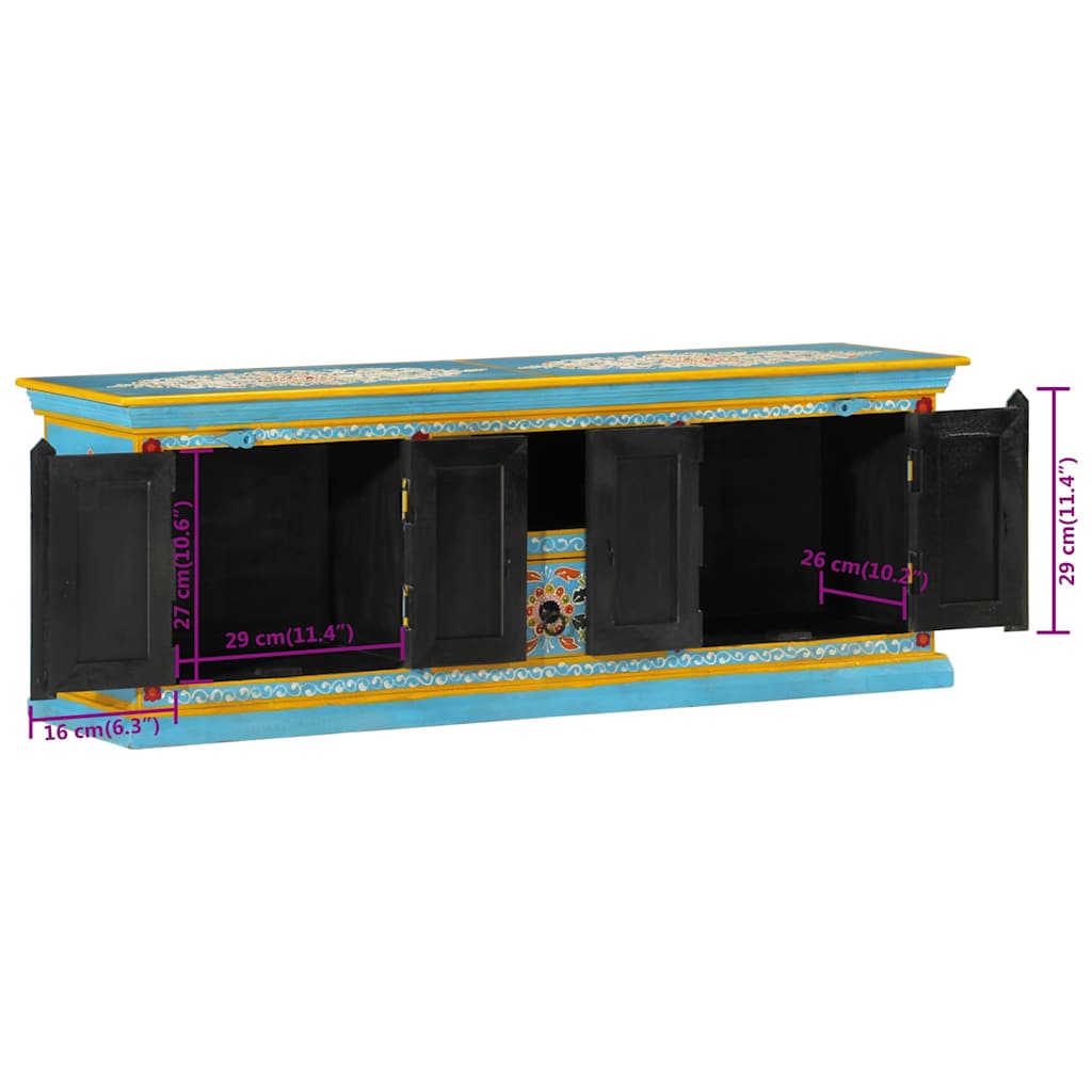 vidaXL TV Cabinet Blue 110x30x40 cm Solid Wood Mango