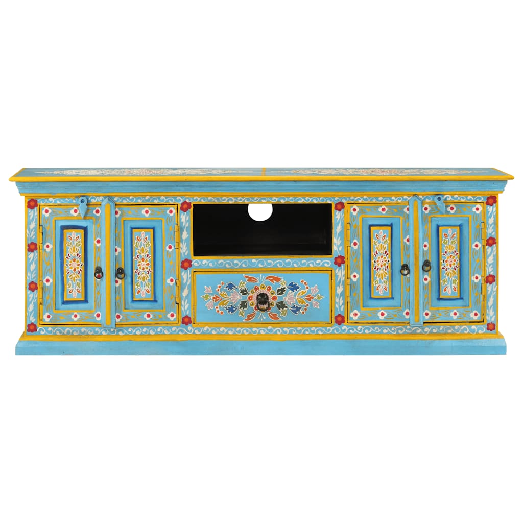 vidaXL TV Cabinet Blue 110x30x40 cm Solid Wood Mango