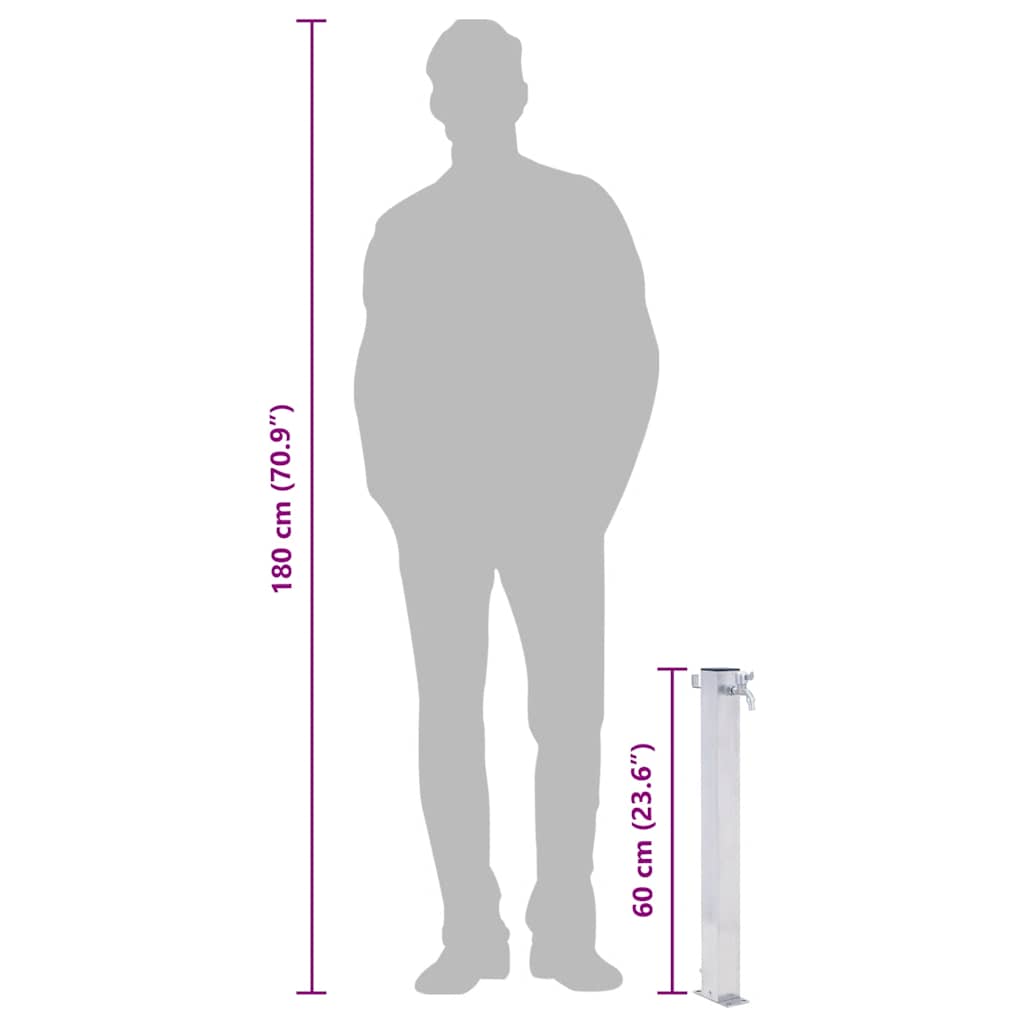 vidaXL Garden Water Column 60 cm Stainless Steel Square