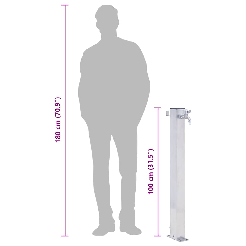 vidaXL Garden Water Column 100 cm Stainless Steel Square