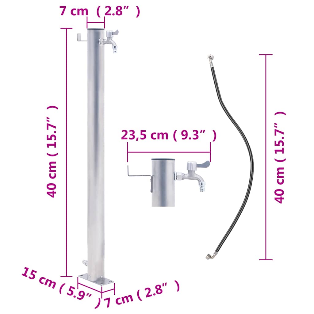 vidaXL Garden Water Column 40 cm Stainless Steel Round