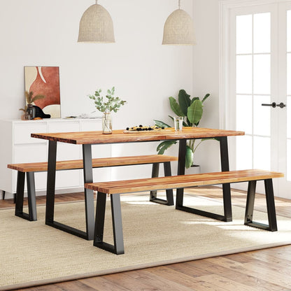 vidaXL 3 Piece Dining Set with Live Edge Solid Wood Acacia