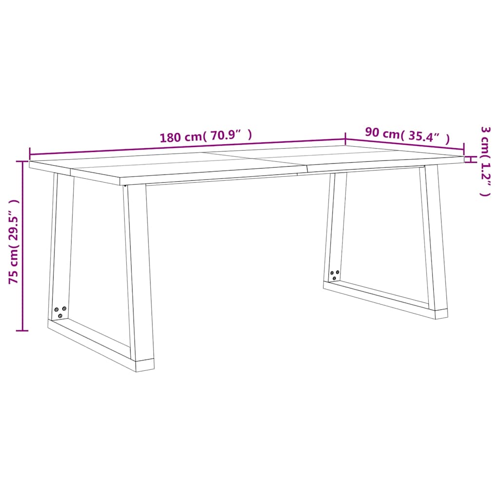 vidaXL 3 Piece Dining Set with Live Edge Solid Wood Acacia