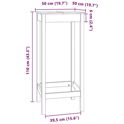vidaXL Bar Table 50x50x110 cm Solid Wood Pine