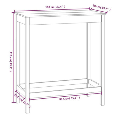 vidaXL Bar Table 100x50x110 cm Solid Wood Pine