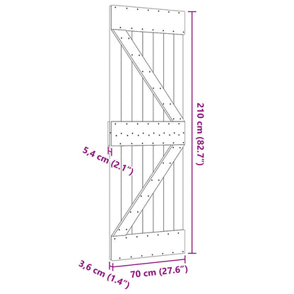 vidaXL Door NARVIK Natural 70 x 210 cm Solid Pine Wood