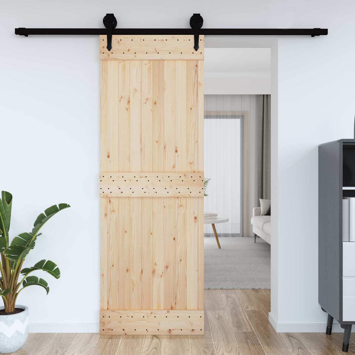 vidaXL Door NARVIK Natural 80 x 210 cm Solid Pine Wood