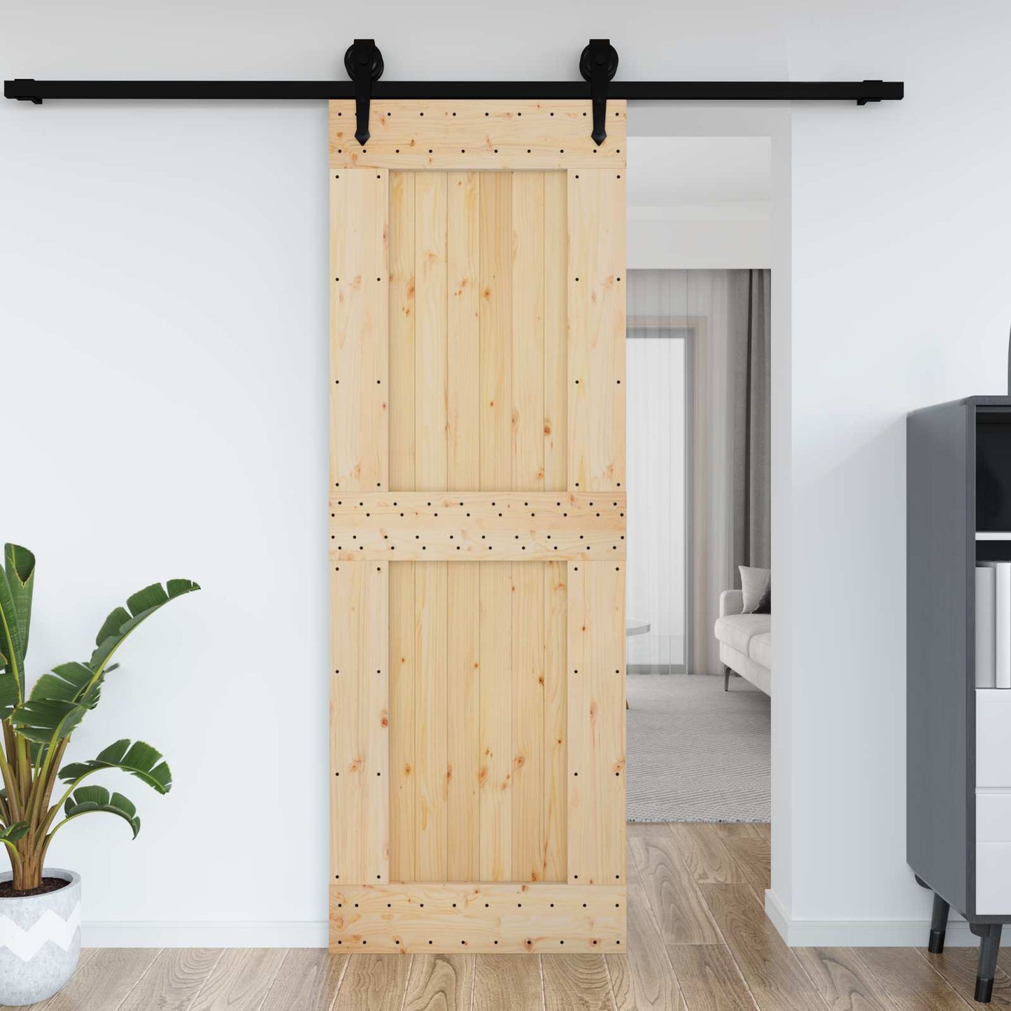 vidaXL Door NARVIK Natural 80 x 210 cm Solid Pine Wood