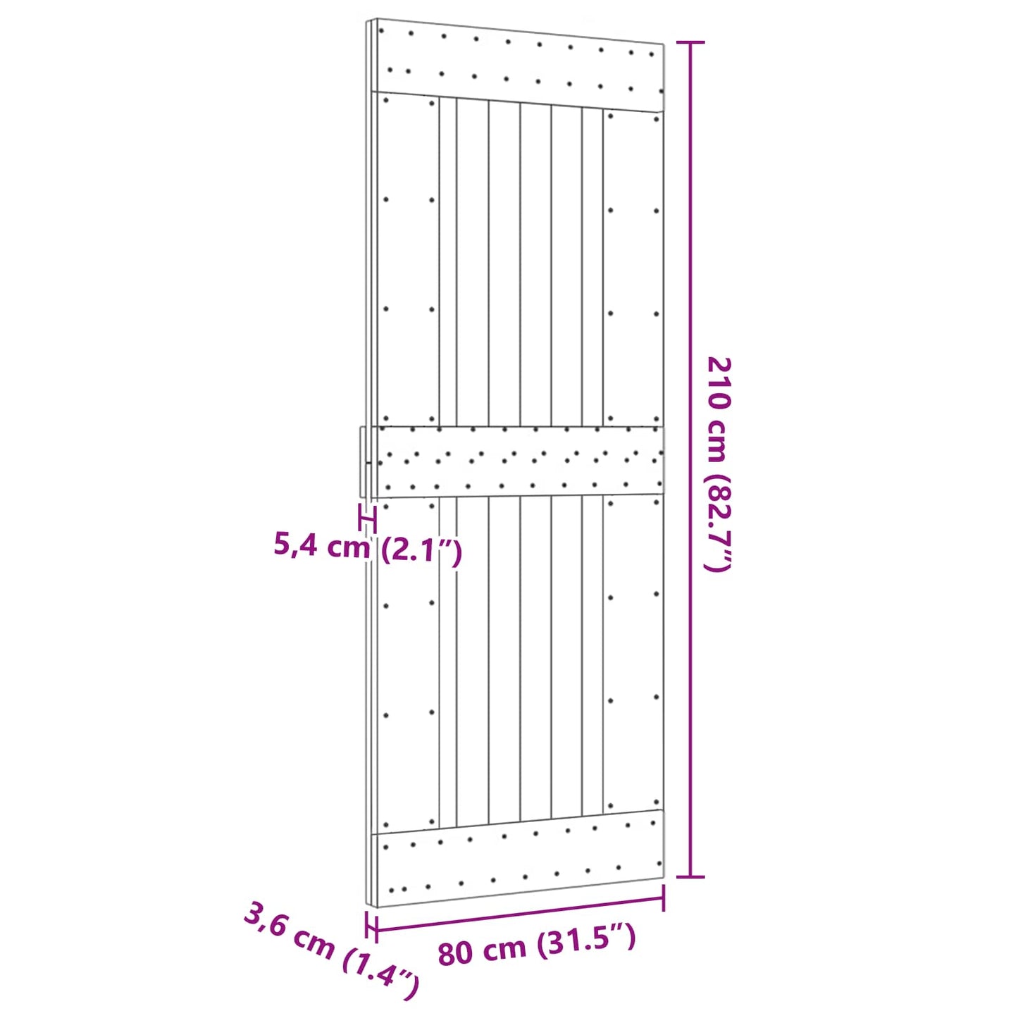 vidaXL Door NARVIK Natural 80 x 210 cm Solid Pine Wood