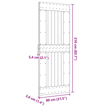 vidaXL Door NARVIK Natural 80 x 210 cm Solid Pine Wood
