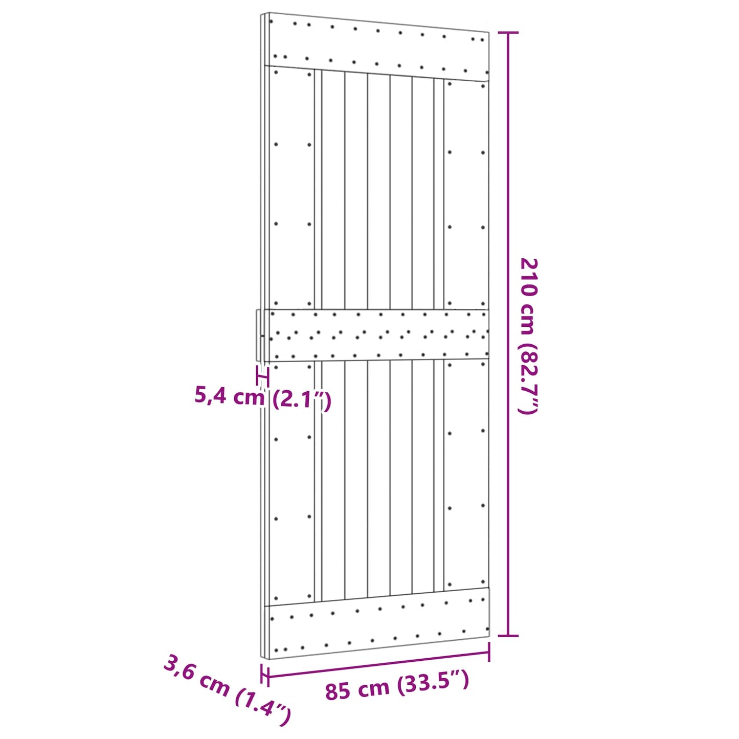 vidaXL Door NARVIK Natural 85 x 210 cm Solid Pine Wood