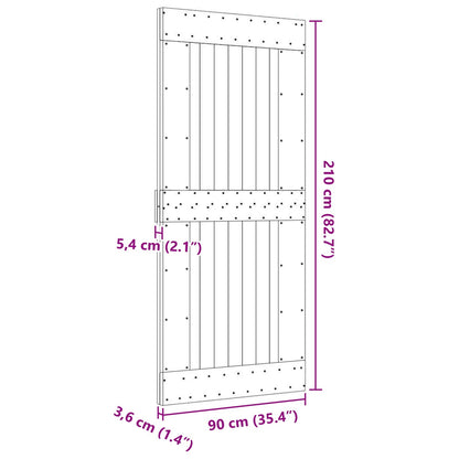 vidaXL Door NARVIK Natural 90 x 210 cm Solid Pine Wood