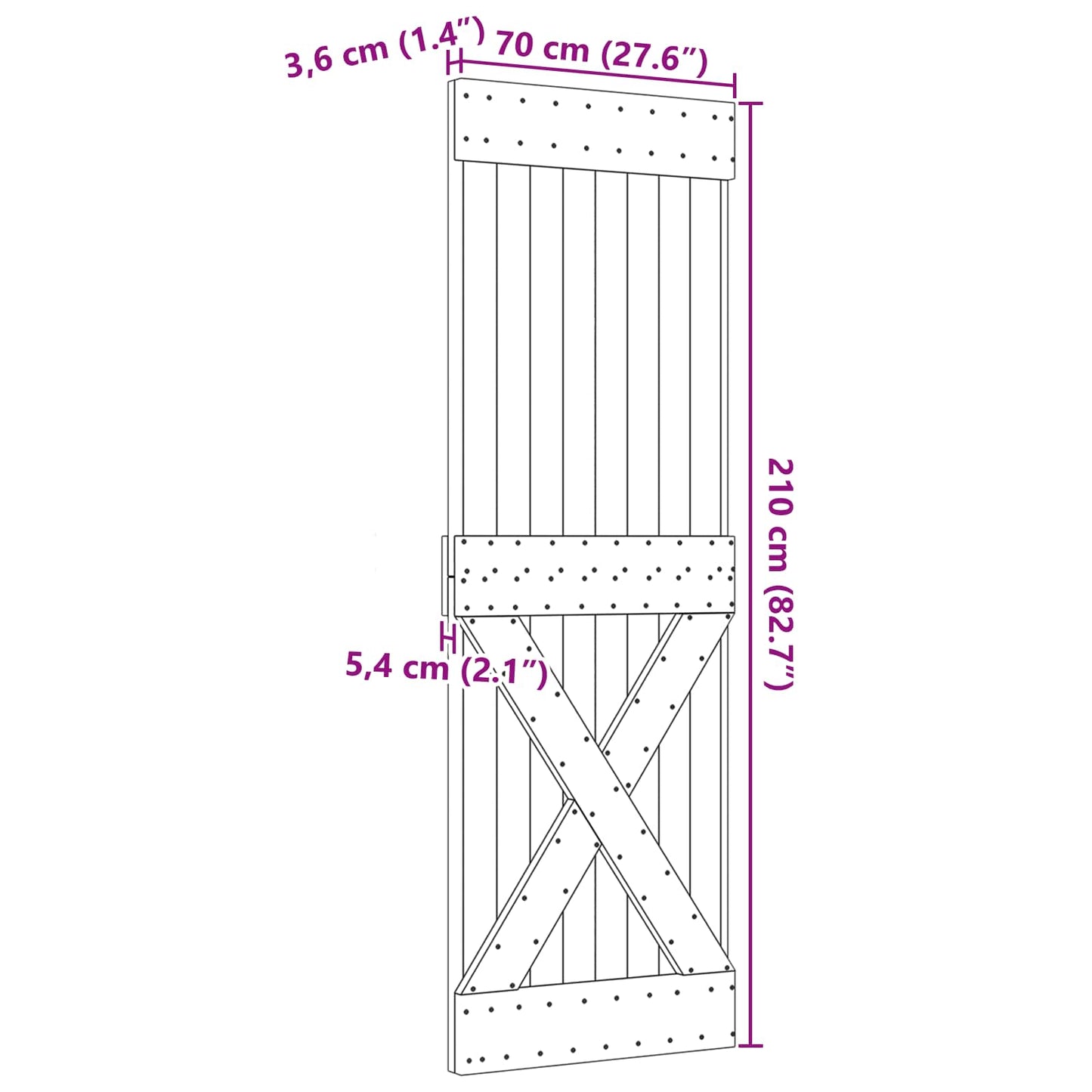 vidaXL Door NARVIK Natural 70 x 210 cm Solid Pine Wood