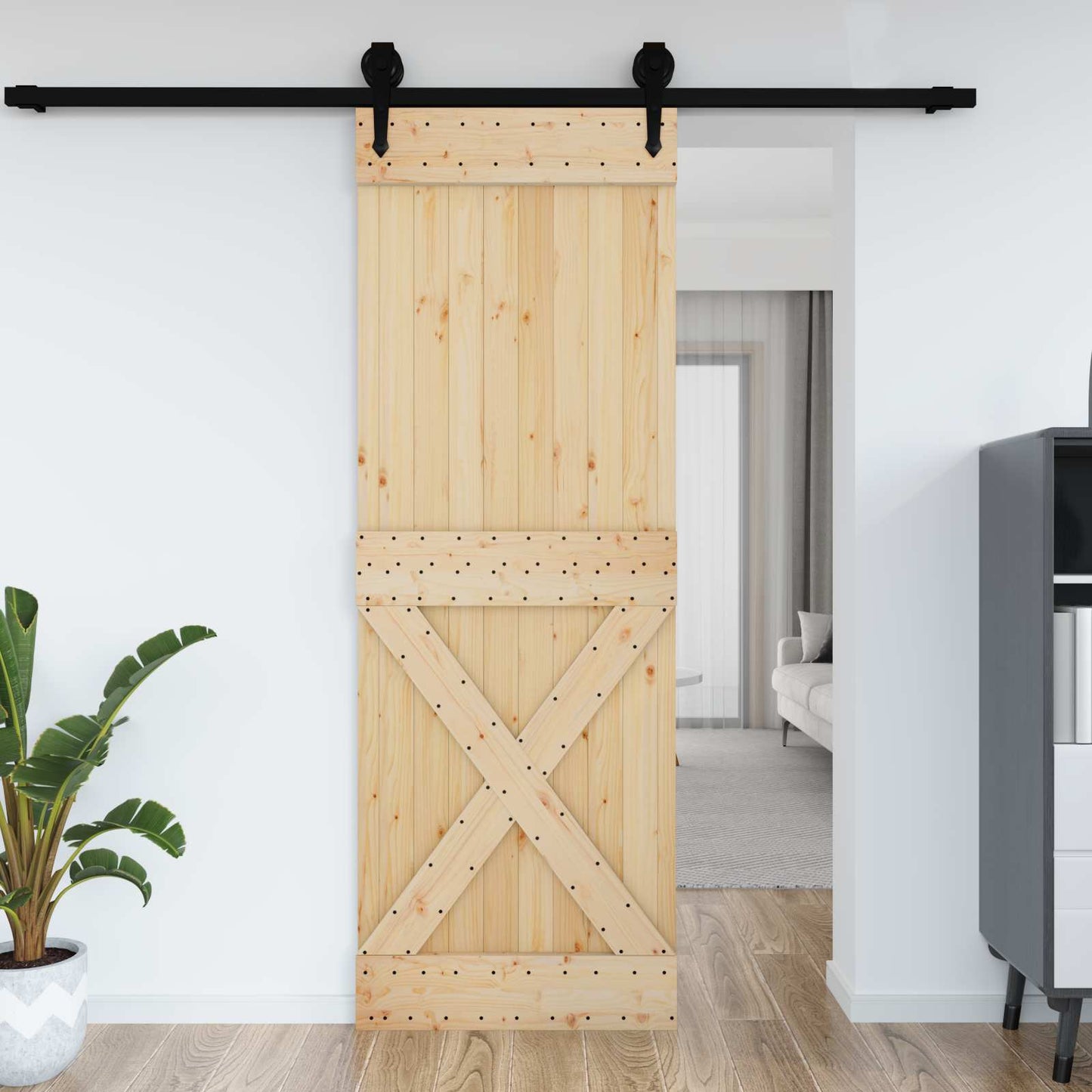vidaXL Door NARVIK Natural 80 x 210 cm Solid Pine Wood
