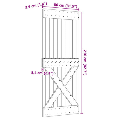 vidaXL Door NARVIK Natural 80 x 210 cm Solid Pine Wood