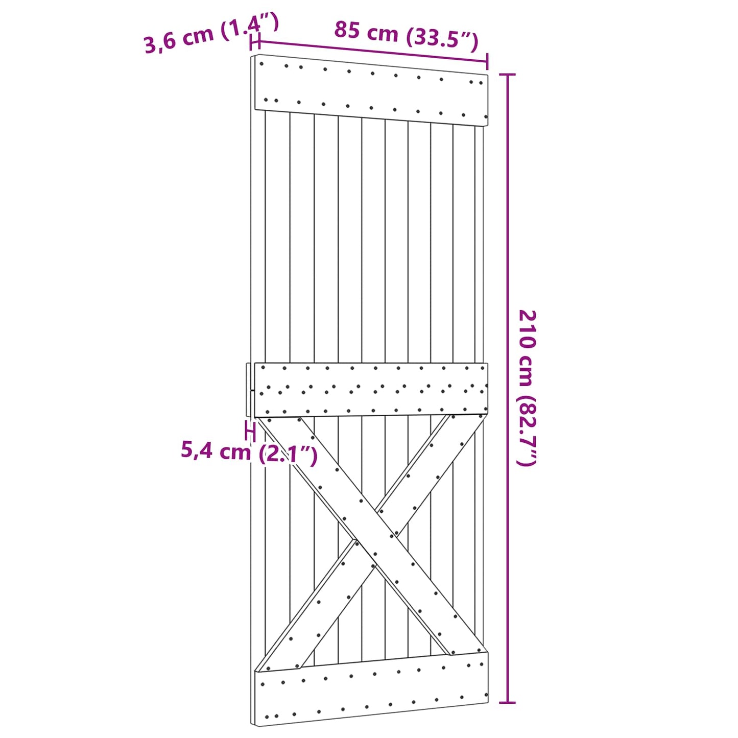 vidaXL Door NARVIK Natural 85 x 210 cm Solid Pine Wood