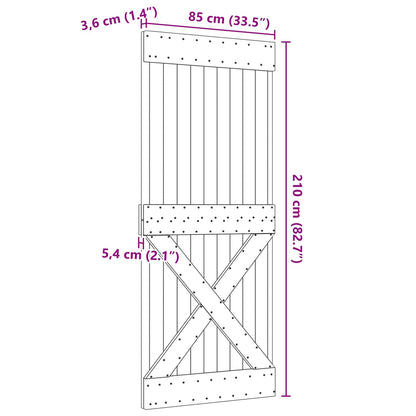 vidaXL Door NARVIK Natural 85 x 210 cm Solid Pine Wood