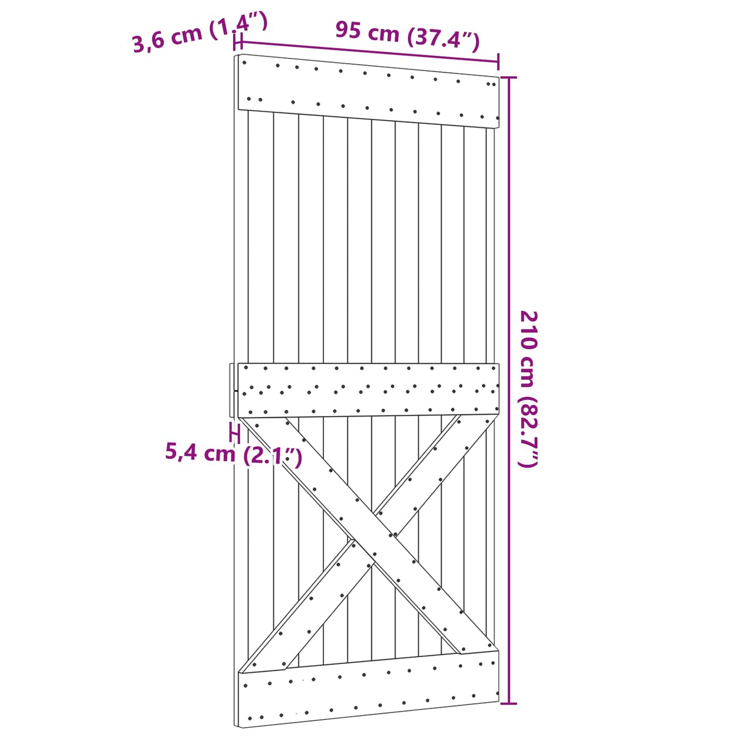 vidaXL Door NARVIK Natural 95 x 210 cm Solid Pine Wood