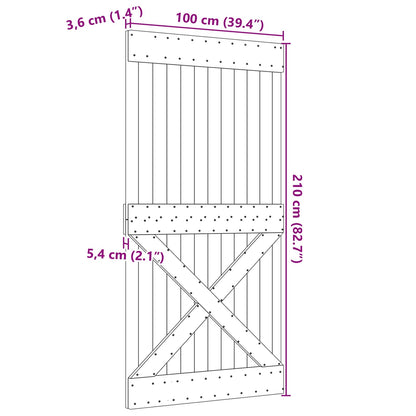 vidaXL Door NARVIK Natural 100 x 210 cm Solid Pine Wood