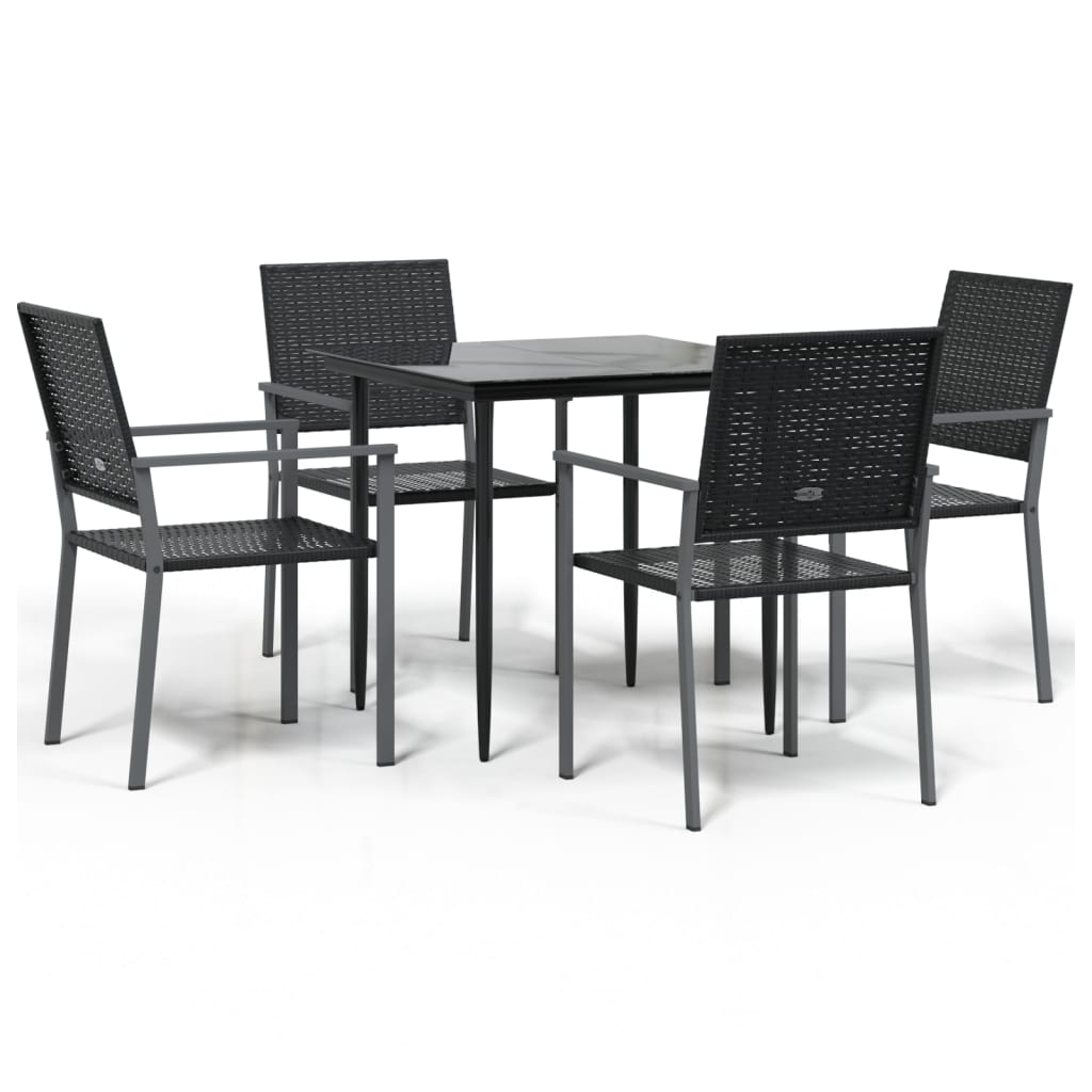 vidaXL 5 Piece Garden Dining Set Poly Rattan and Steel