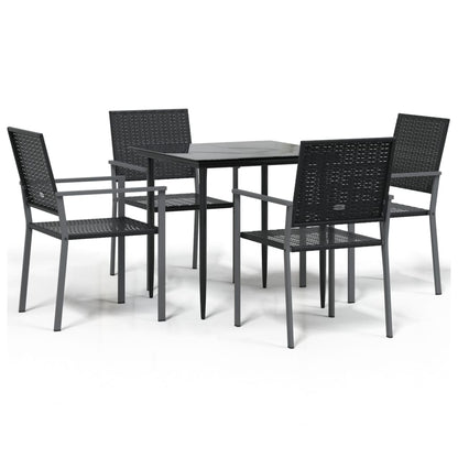 vidaXL 5 Piece Garden Dining Set Poly Rattan and Steel