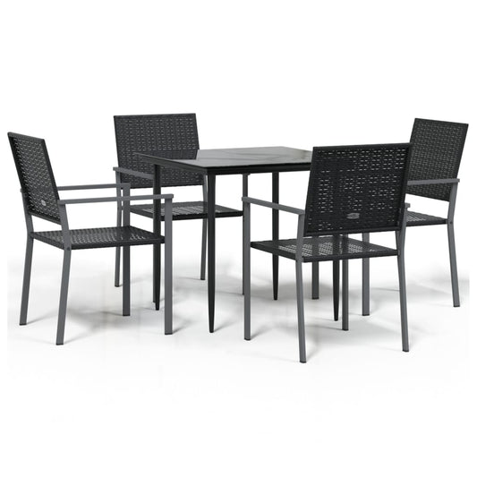 vidaXL 5 Piece Garden Dining Set Poly Rattan and Steel