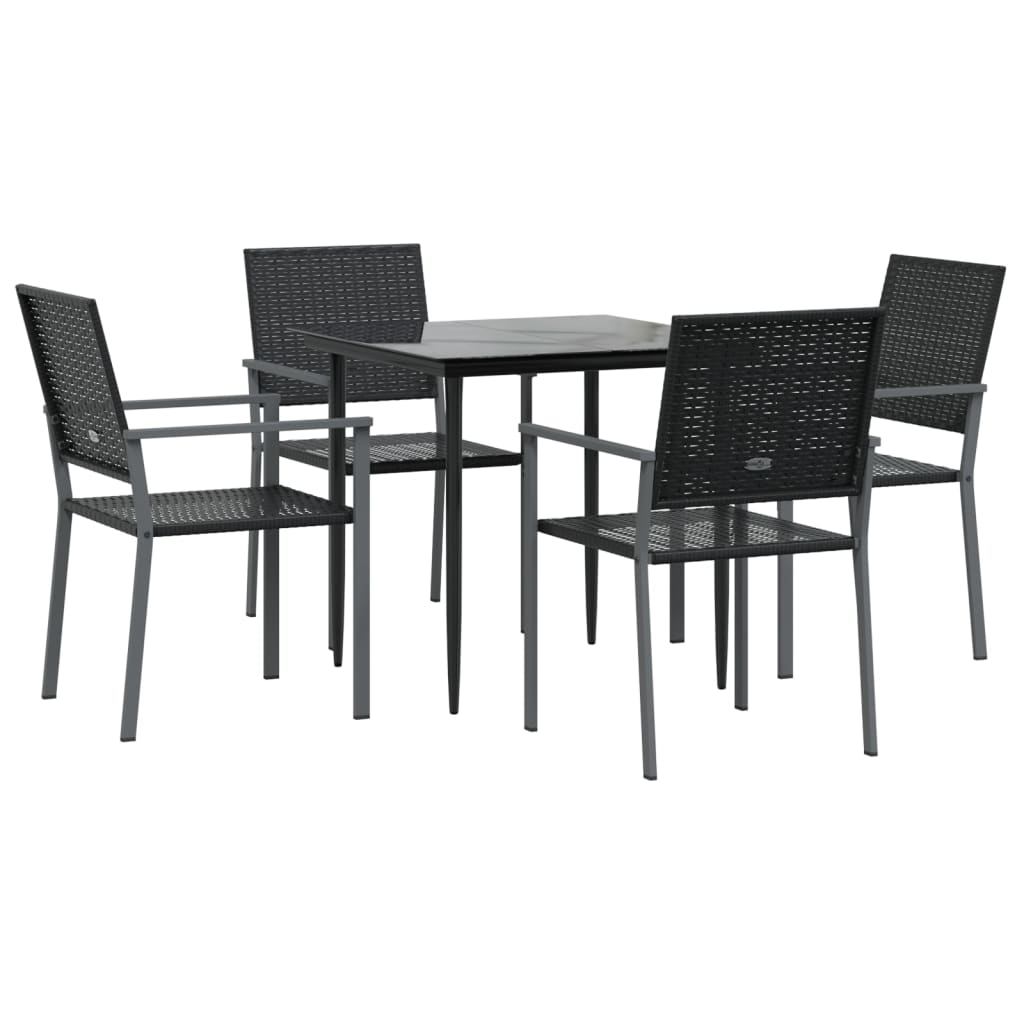 vidaXL 5 Piece Garden Dining Set Poly Rattan and Steel